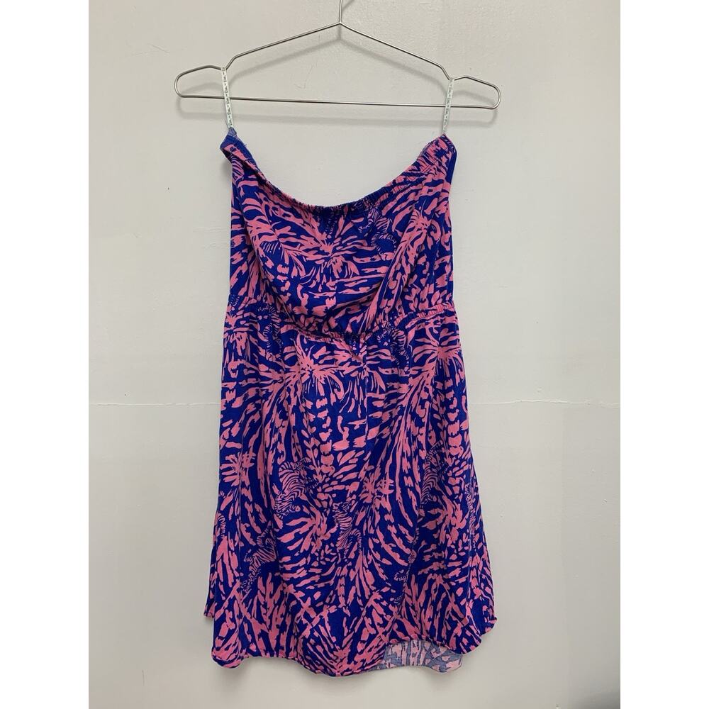 Lilly Pulitzer Windsor Strapless Dress Iris Blue Pink Zebra L Resort Ready - Picture 3 of 3